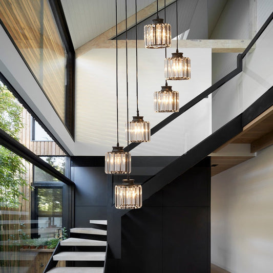 LuxeCascade Crystal Staircase Chandelier