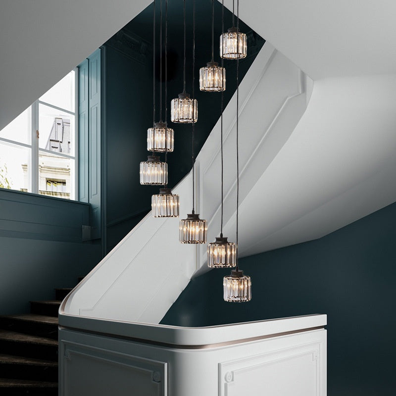 LuxeCascade Crystal Staircase Chandelier