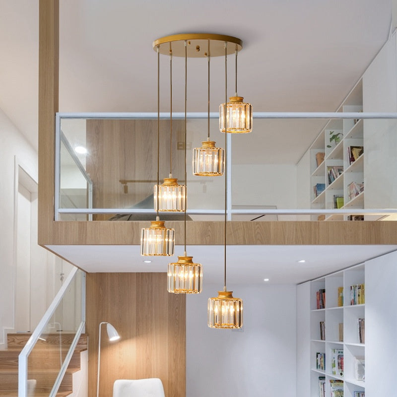 LuxeCascade Crystal Staircase Chandelier