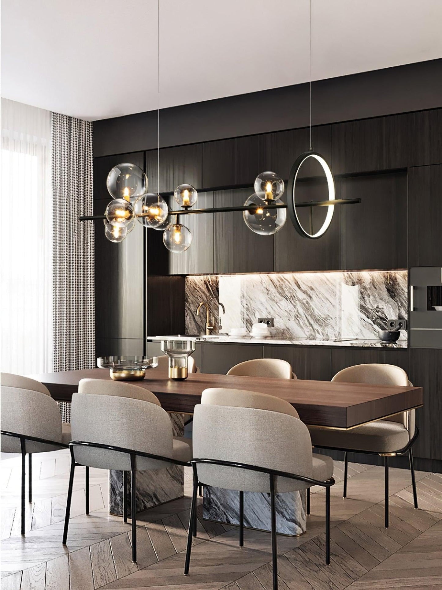 Mita Nordic Glass Bubble Chandelier