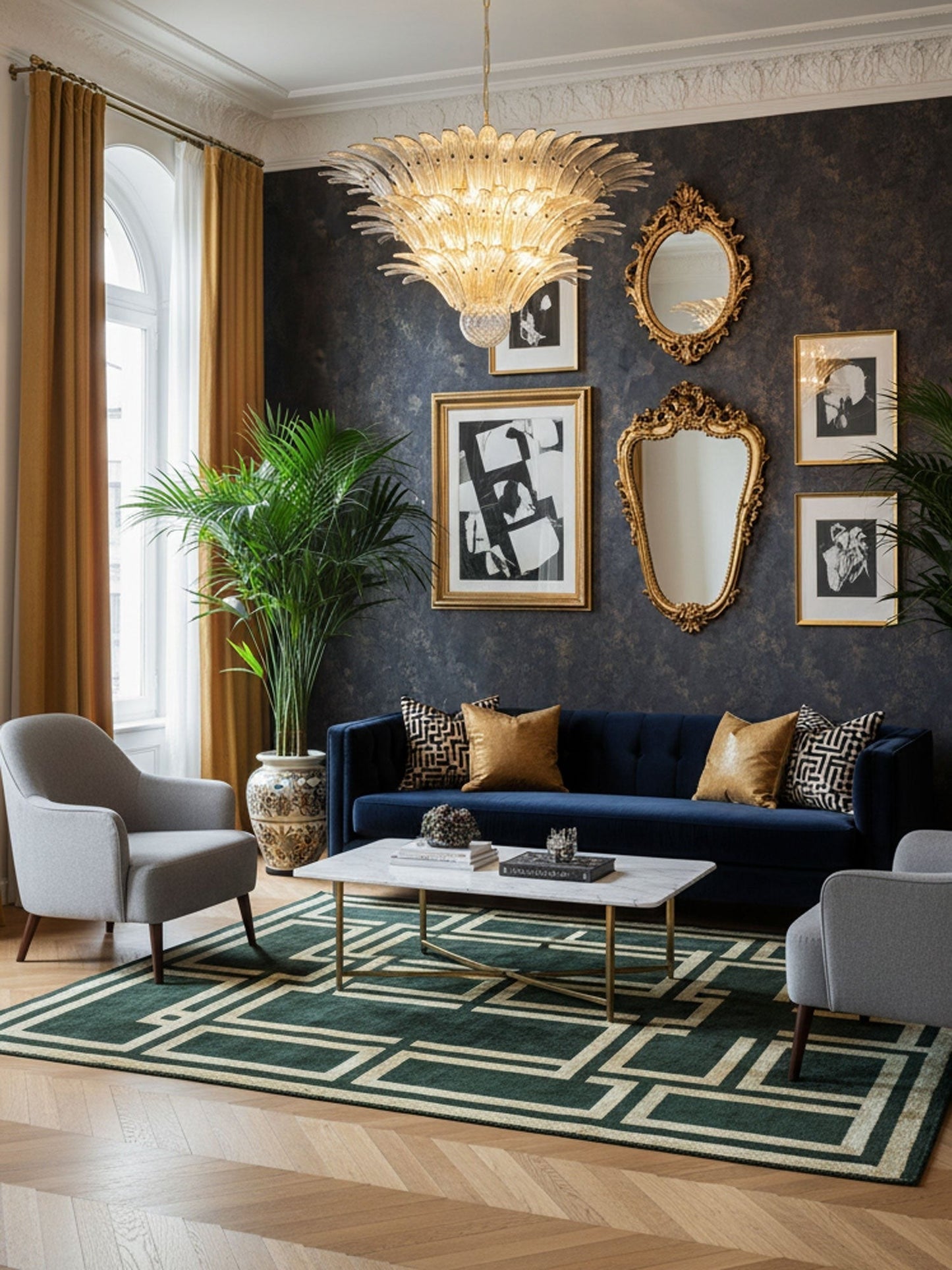 Palm Grove Murano Glass Chandelier