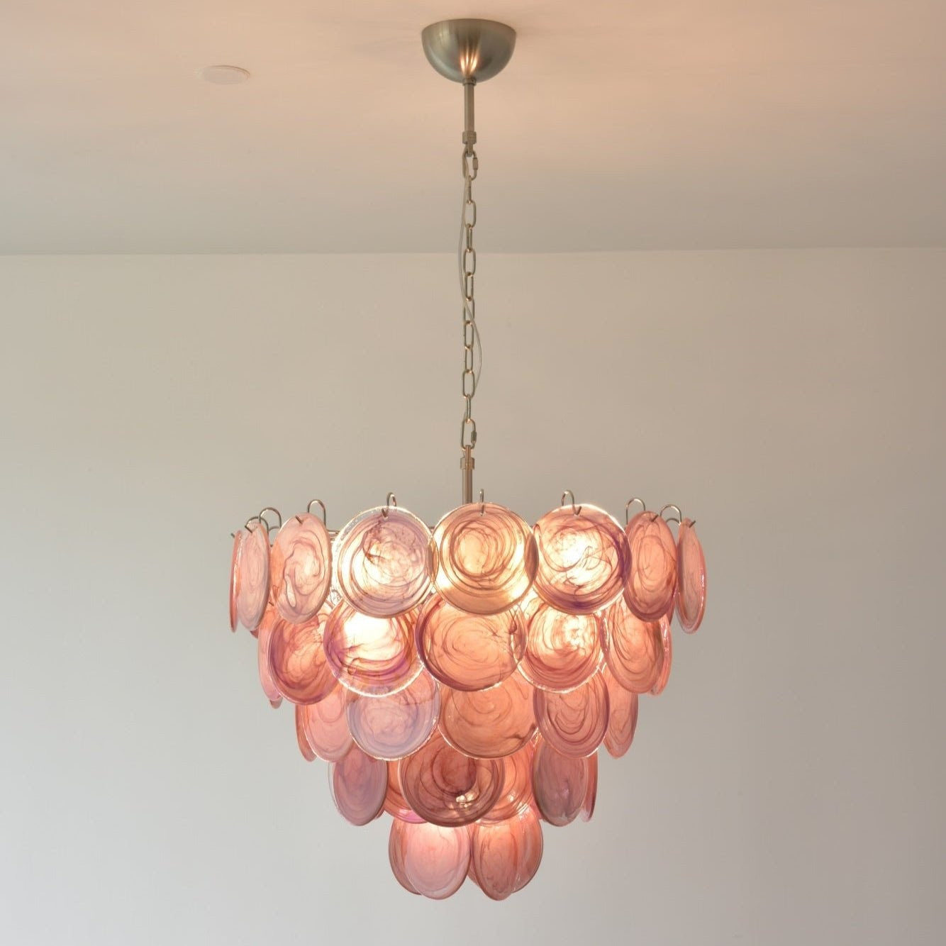 Pink Murano Disc Chandelier