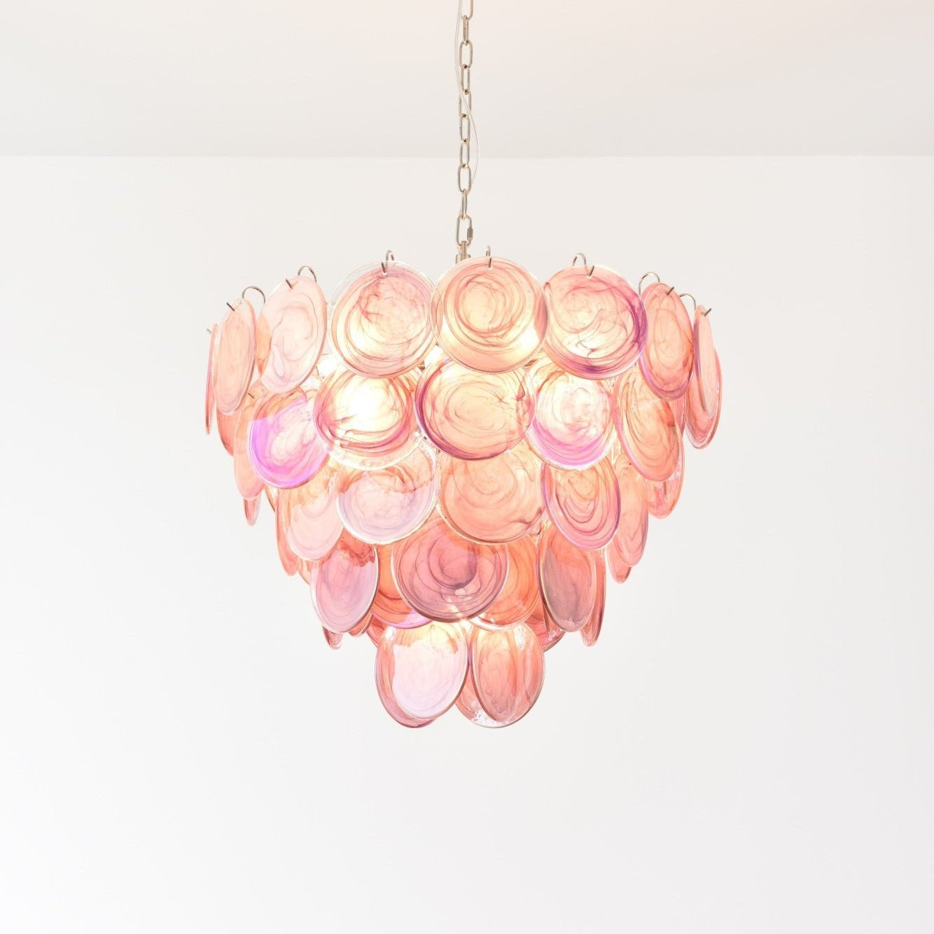 Pink Murano Disc Chandelier