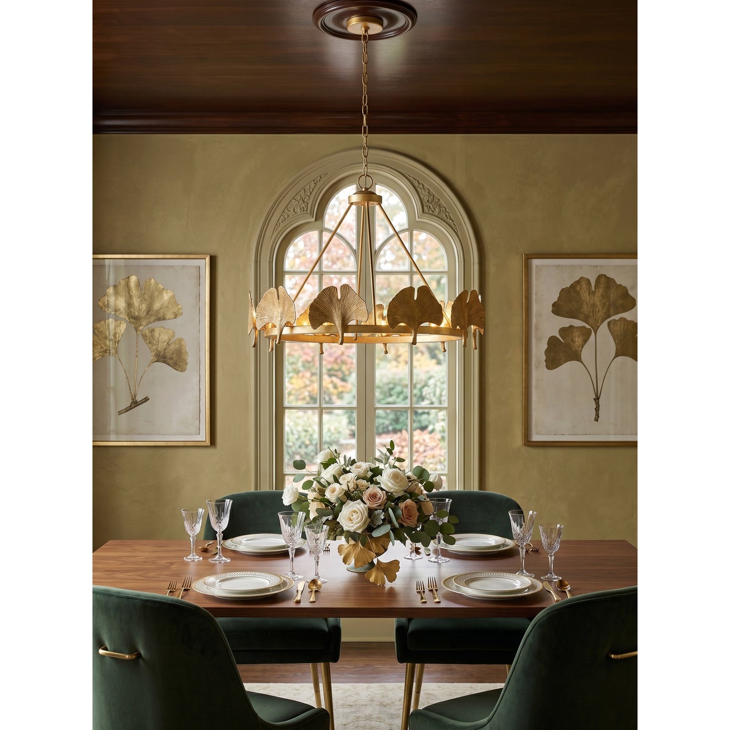 Gold Foil Ginkgo Leaf Chandelier