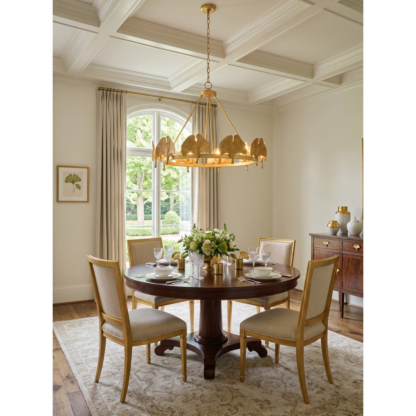 Gold Foil Ginkgo Leaf Chandelier