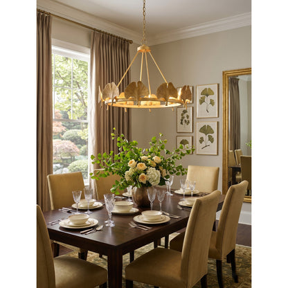 Gold Foil Ginkgo Leaf Chandelier