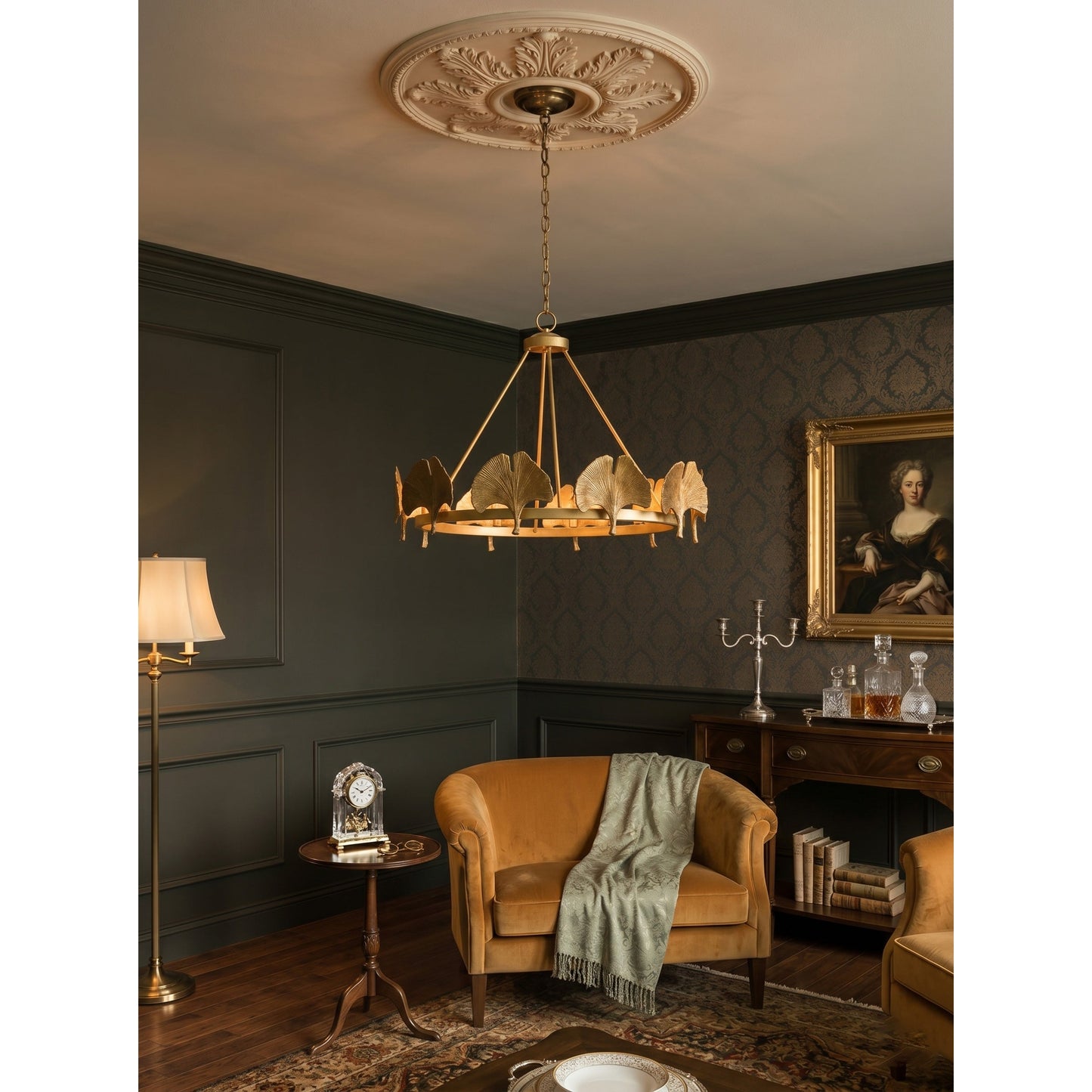 Gold Foil Ginkgo Leaf Chandelier