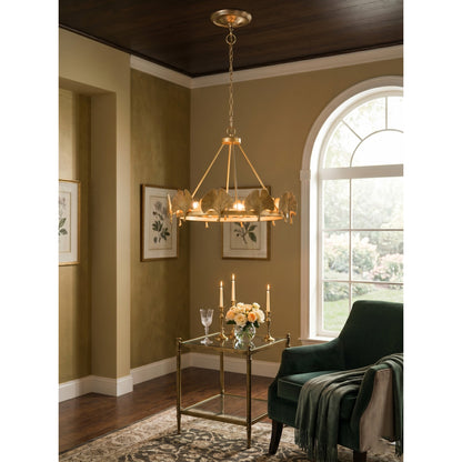 Gold Foil Ginkgo Leaf Chandelier