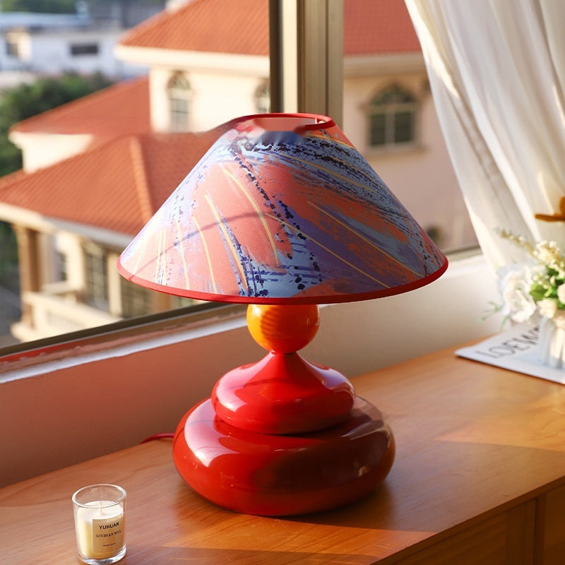 Retro Fabric Shade Bedside Table Lamp